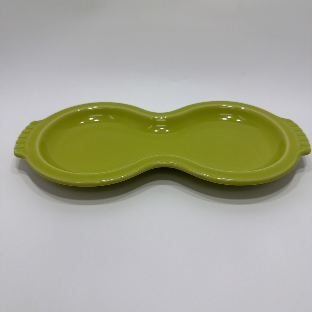 Vintage Fiestaware 10in Lemongrass Chartreuse Figure 8 Tray Homer Laughlin Green